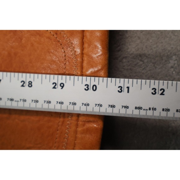 Vintage Robert Lewis Leather Coat Mens 42 Brown Glazed Lambskin Overcoat 70s - Picture 11 of 12